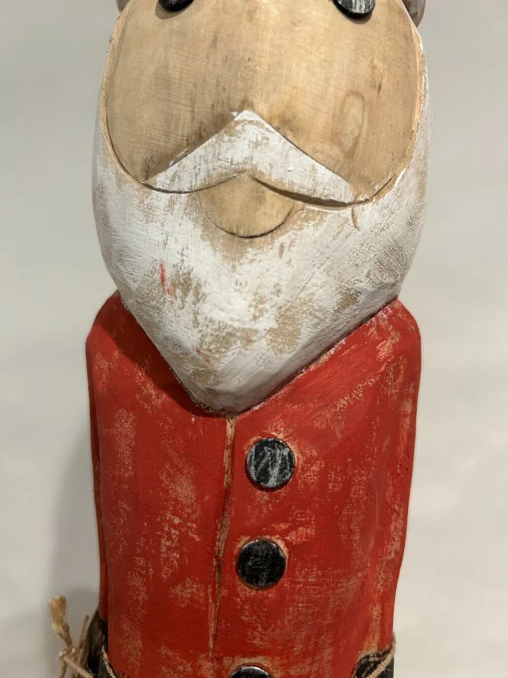 NWT Hand-carved, solid mango wood Christmas Santa figurine